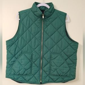 J Crew Mercantile  Zip Up Quilted Vest Green Women's Size 2X